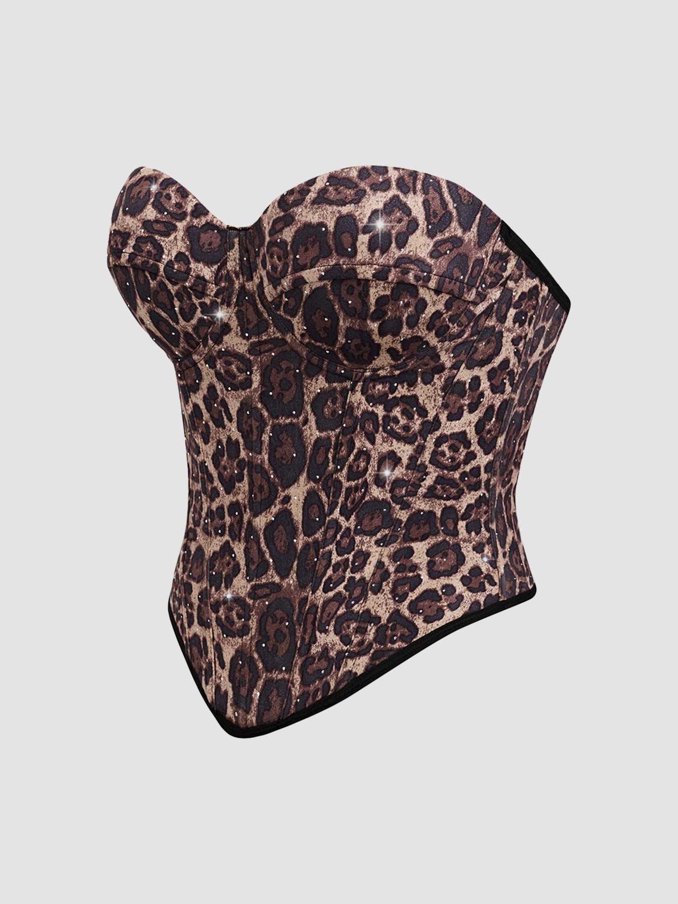 LEOPARD PRINT VELVET STRAPLESS CAMISOLE FOR PARTY NIGHTS