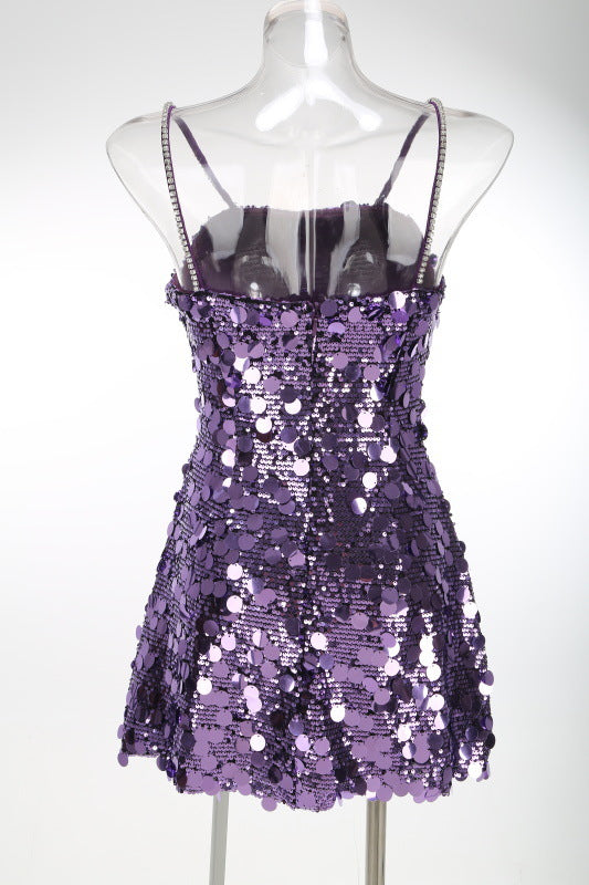 VIRGINIA PURPLE SEQUIN MINI DRESS FOR PARTY