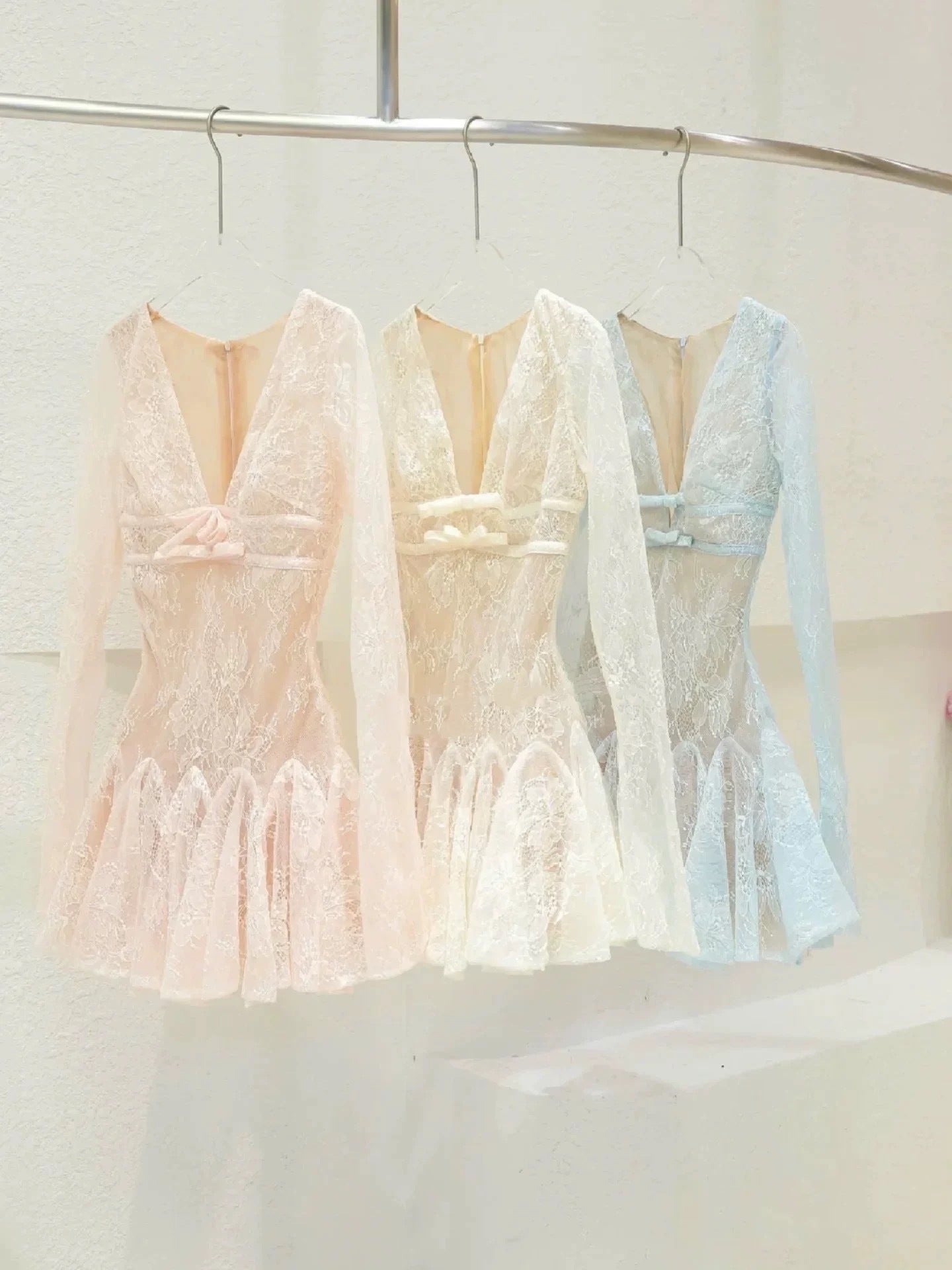 EILEEN PINK LACE A-LINE MINI DRESS