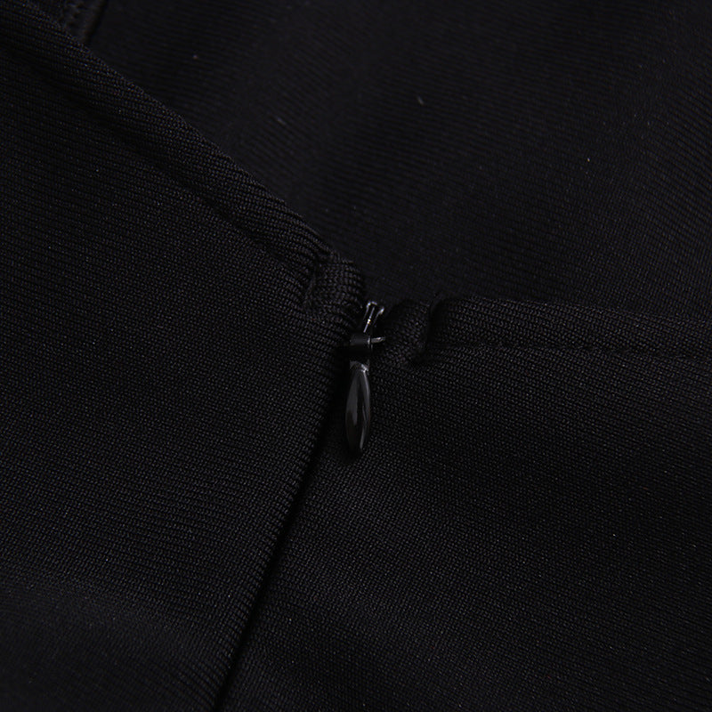 KAMA BLACK CHENILLE KNIT MIDI DRESS