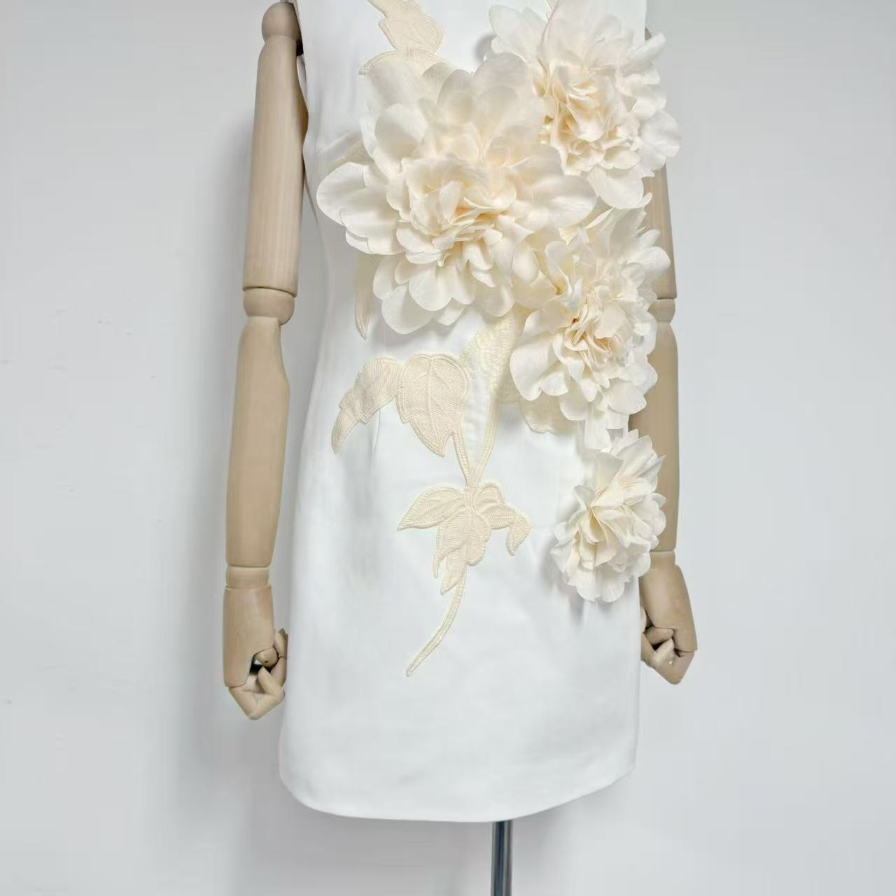 3D FLOWER MINI DRESS, BLACK, COCKTAIL PARTY