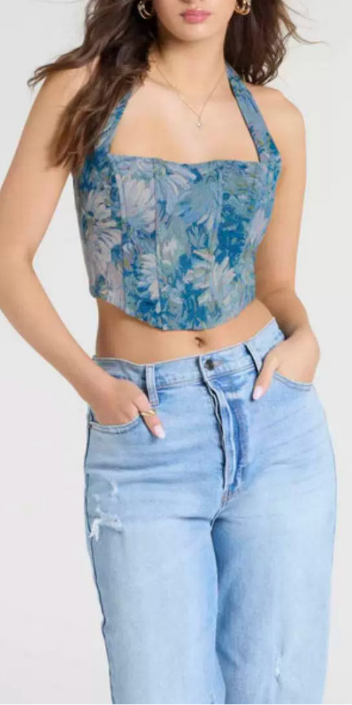jacquard Halter corset top jacquard Halter corset top