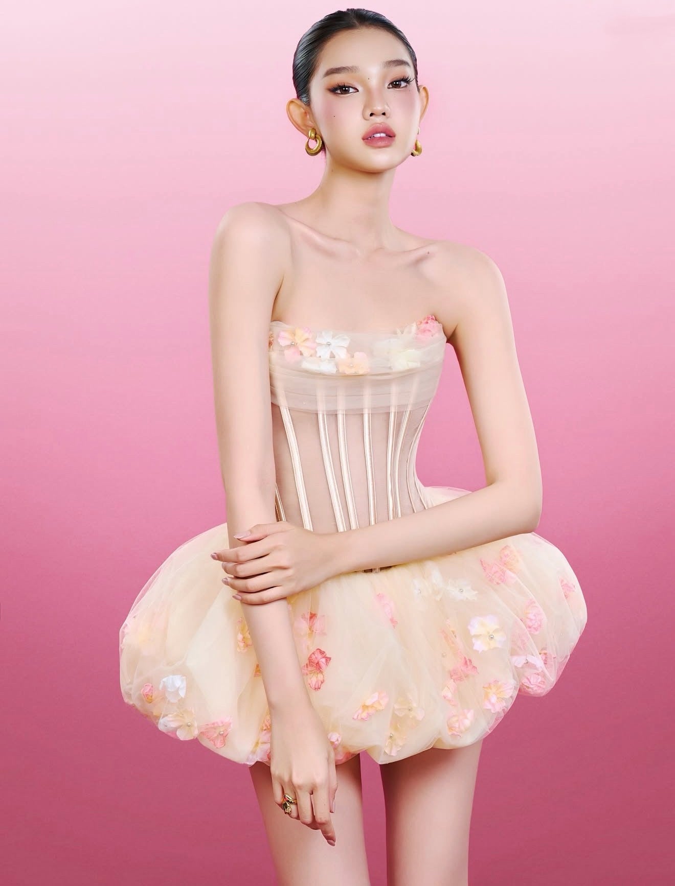 ROXYA FLORAL STRAPLESS CORSET MINI DRESS FOR PARTY