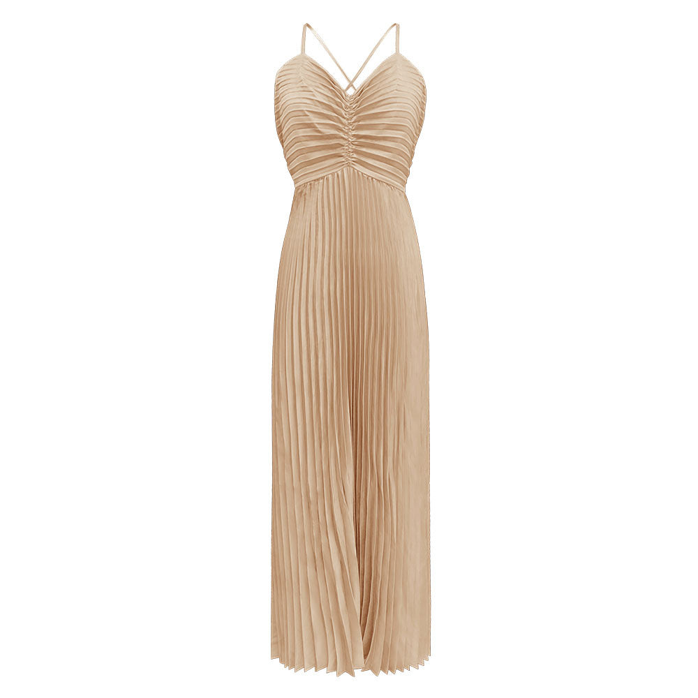 DEBORAH PLEATED SLIP MAXI DRESS APRICOT