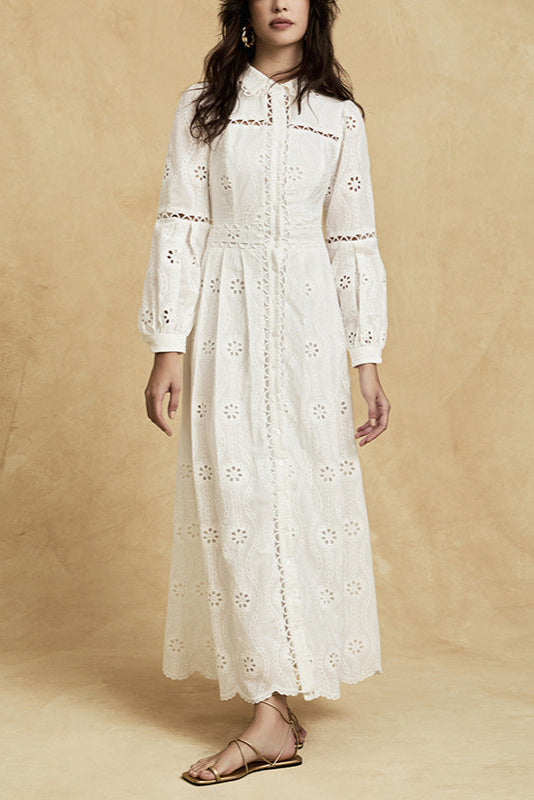 O1CN01JienPN1OeOBx1NAsA__2205289861730-0-cib RETRO LACE MIDI DRESS, SINGLE-BREASTED, WHITE