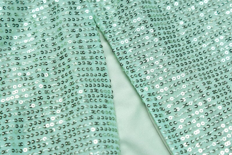 SEQUIN GREEN TWO PIECE SUIT FOR PARTY