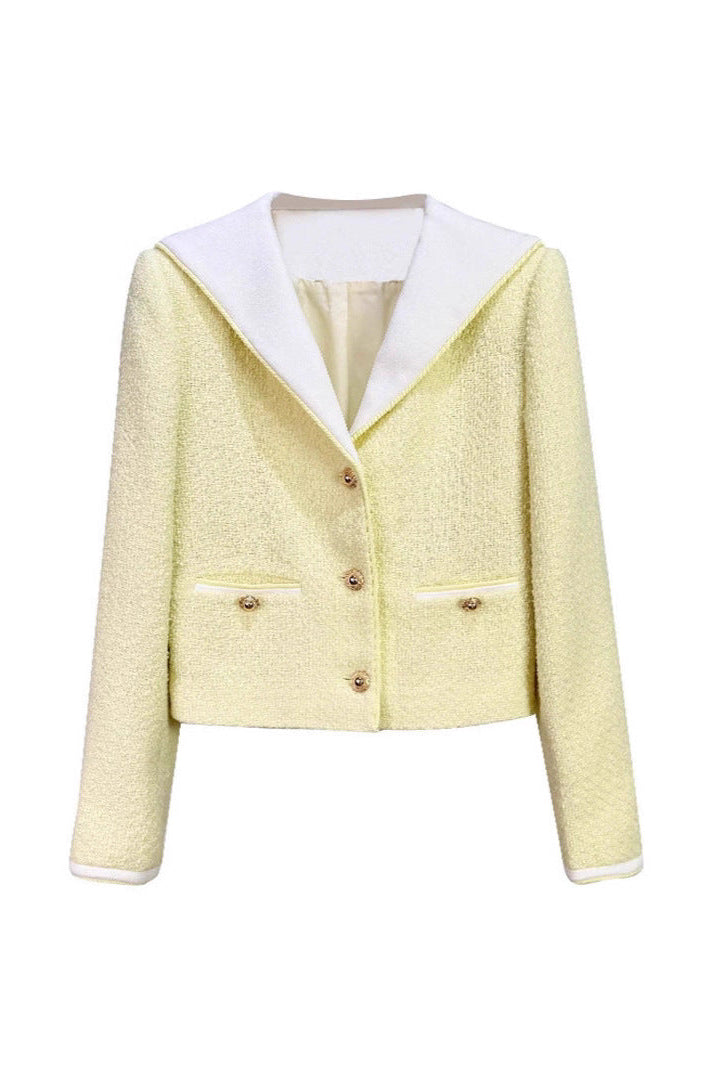 SIGRID YELLOW BOUCLE COLLAR JACKET - CASUAL CHIC