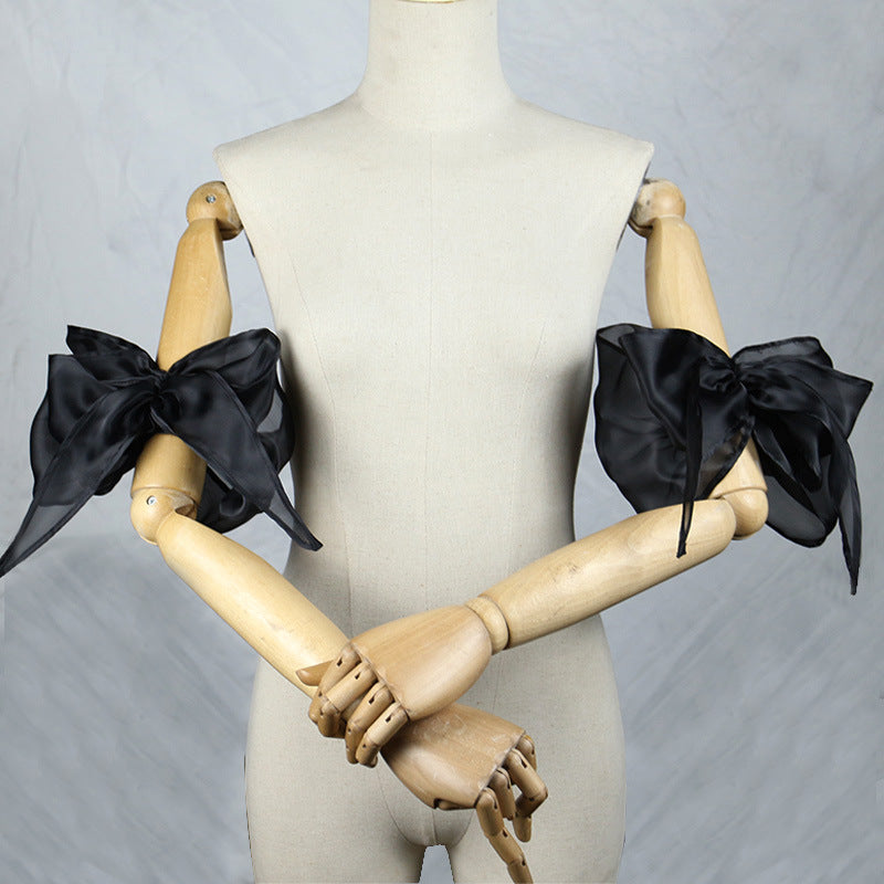 ORGANZA BOW CUFFS, DETACHABLE SHORT SLEEVE, FORMAL