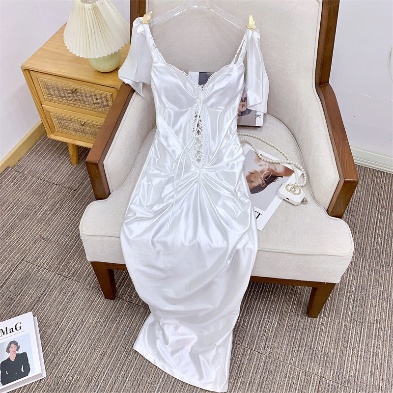 SATIN CORSET MINI DRESS WHITE WEDDING