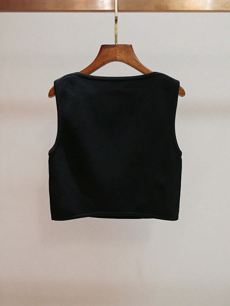 MARCIA DOUBLE BREASTED BLACK VEST FOR WORK