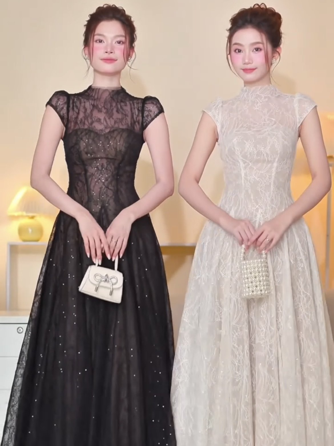 LACE SEQUIN A-LINE MIDI DRESS FOR PARTY