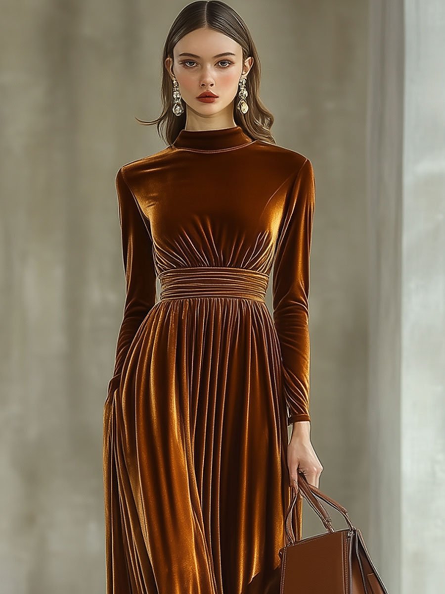 O1CN01KTv2Uo1lkYmOnKnlh__2220089854857-0-cib GOLD VELVET LONG SLEEVE MIDI DRESS FOR HOLIDAY
