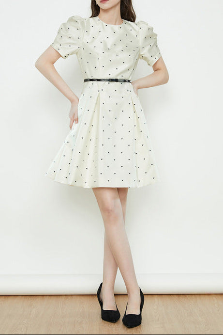 O1CN01KVOQUQ1R49evCv7QS__2207933252057-0-cib POLKA DOT PUFF SLEEVE MINI DRESS IN BEIGE