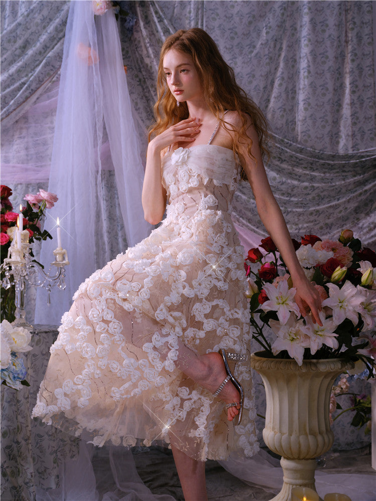 LEAH SLEEVELESS FLORAL MIDI DRESS FOR WEDDING