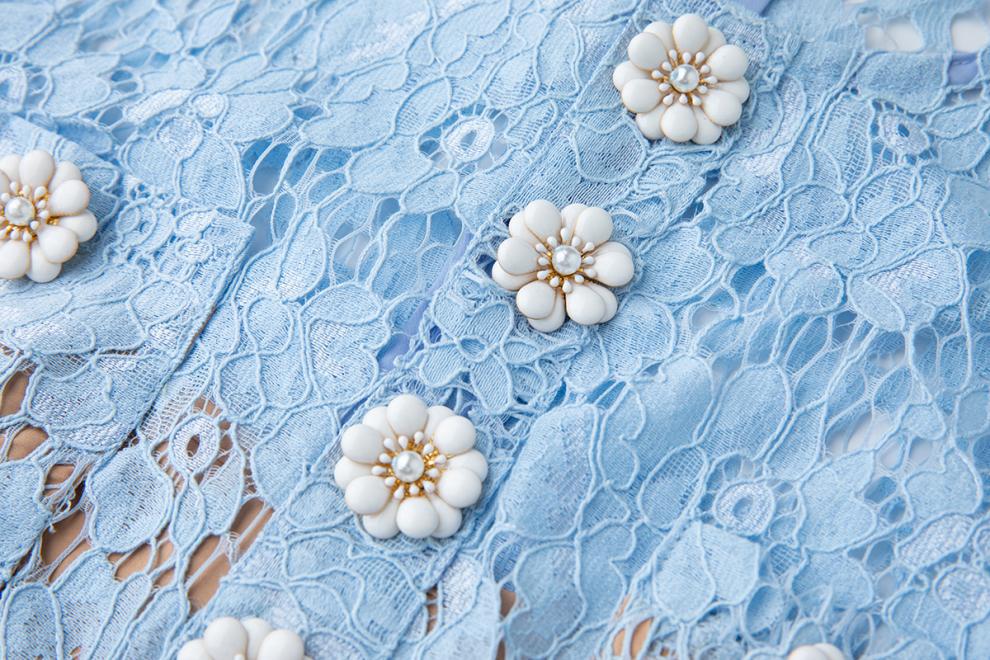 EUNICE BLUE LACE PENCIL MINI DRESS