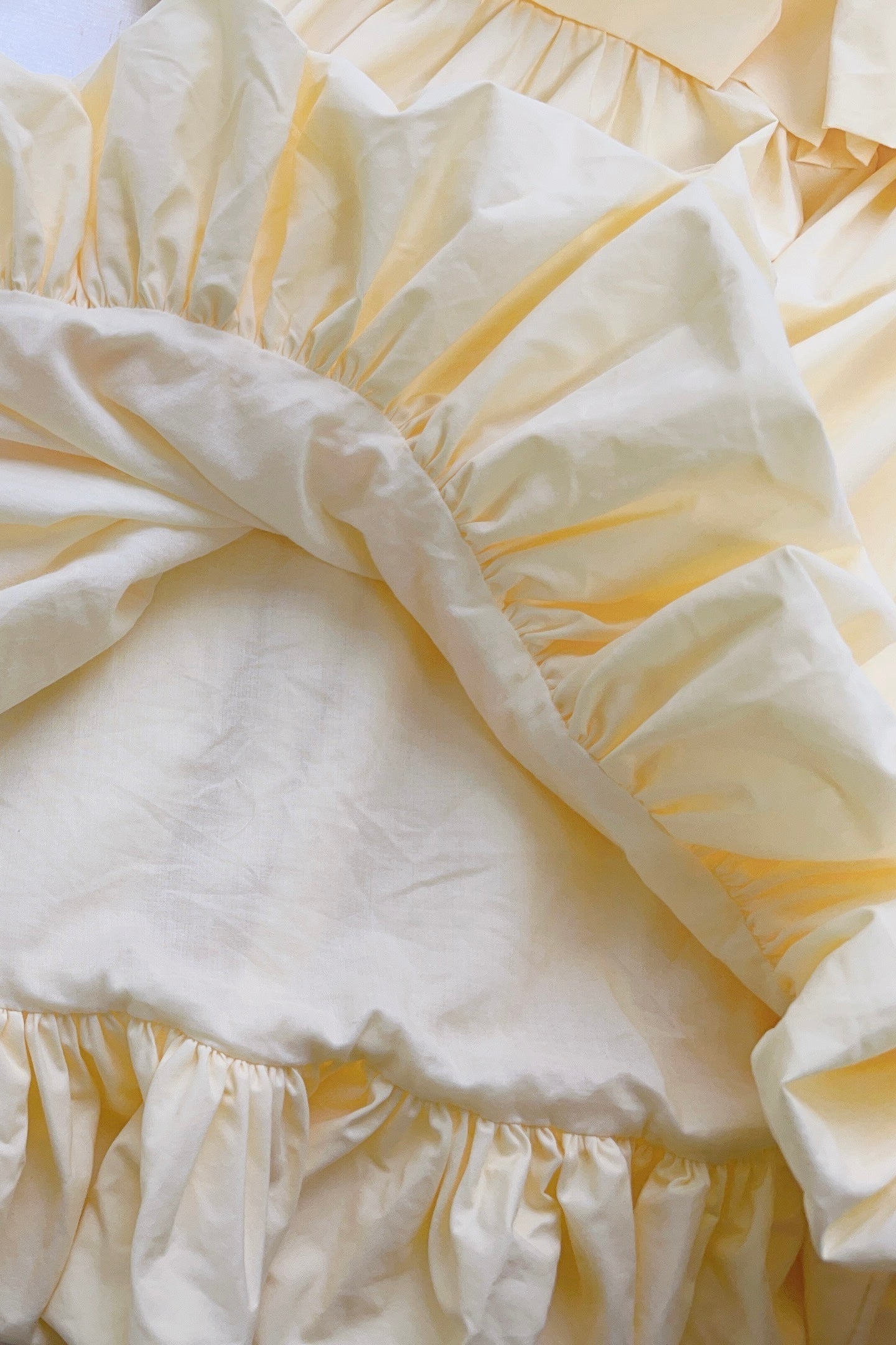 RUFFLE OFF-SHOULDER PUFFY MINI YELLOW DRESS