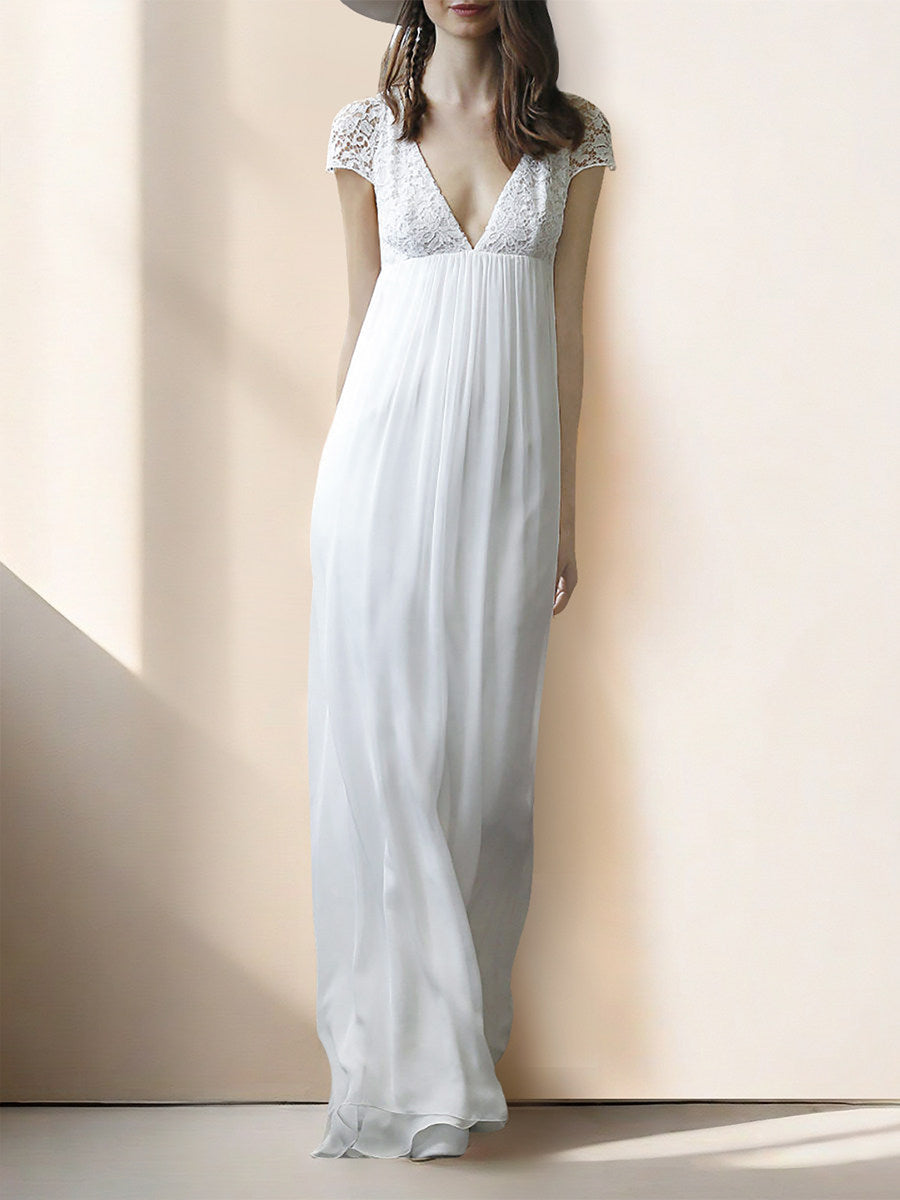 O1CN01LXzlRq1SvZTkQLU33__277952309 WHITE LACE V-NECK MAXI DRESS FOR WEDDING