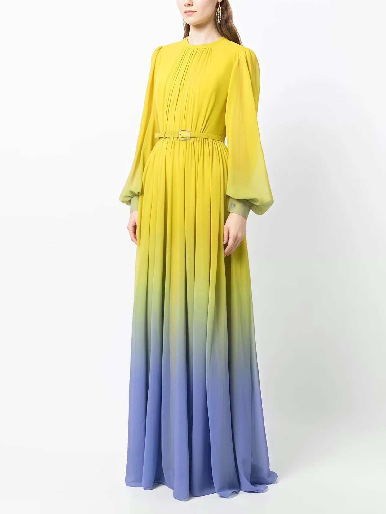 GRADIENT BALLOON SLEEVE MAXI DRESS FOR EVENTS