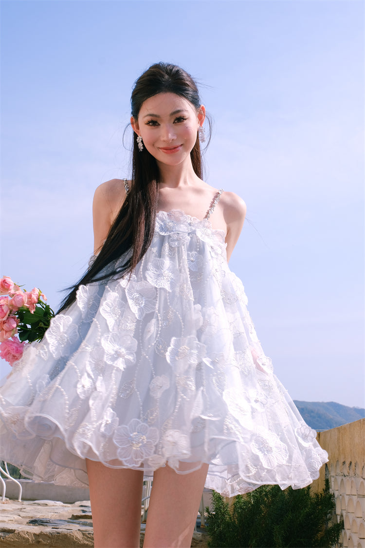 TUTU LIGHT BLUE SLEEVELESS FLOWER DOLL DRESS