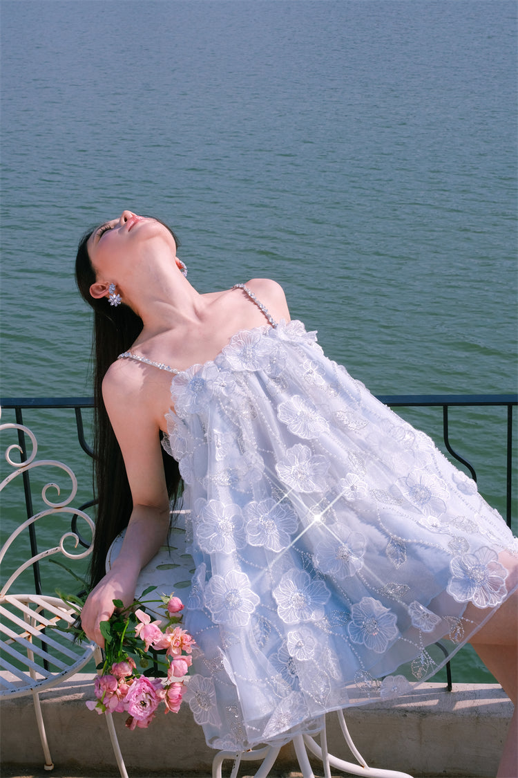 TUTU LIGHT BLUE SLEEVELESS FLOWER DOLL DRESS