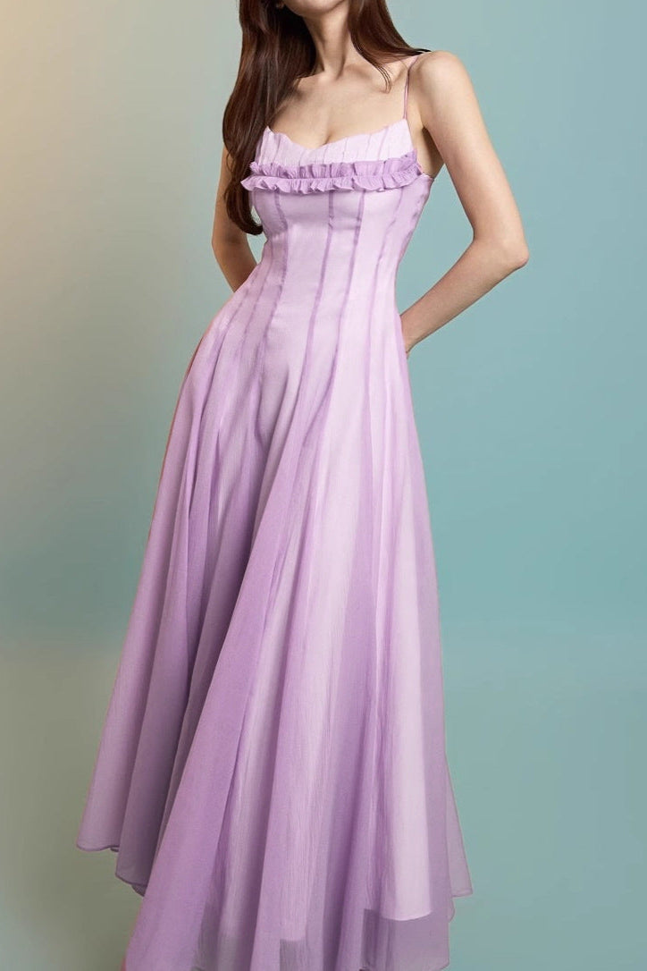 PURPLE CHIFFON WRAP MAXI DRESS FOR EVENING