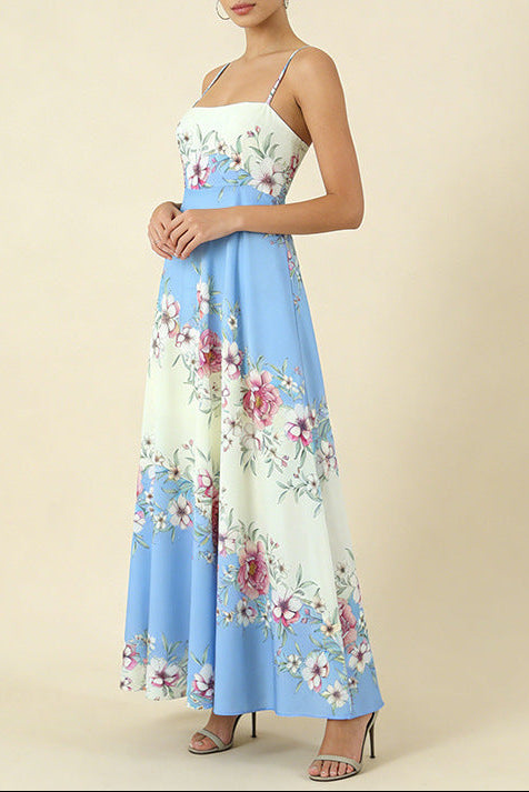 AGATHA FLORAL STRAP MIDI DRESS FOR SUMMER PARTY
