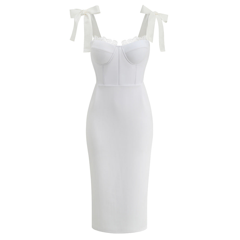 SEXY WHITE BANDAGE BODYCON DRESS - STRAPPY NIGHT OUT