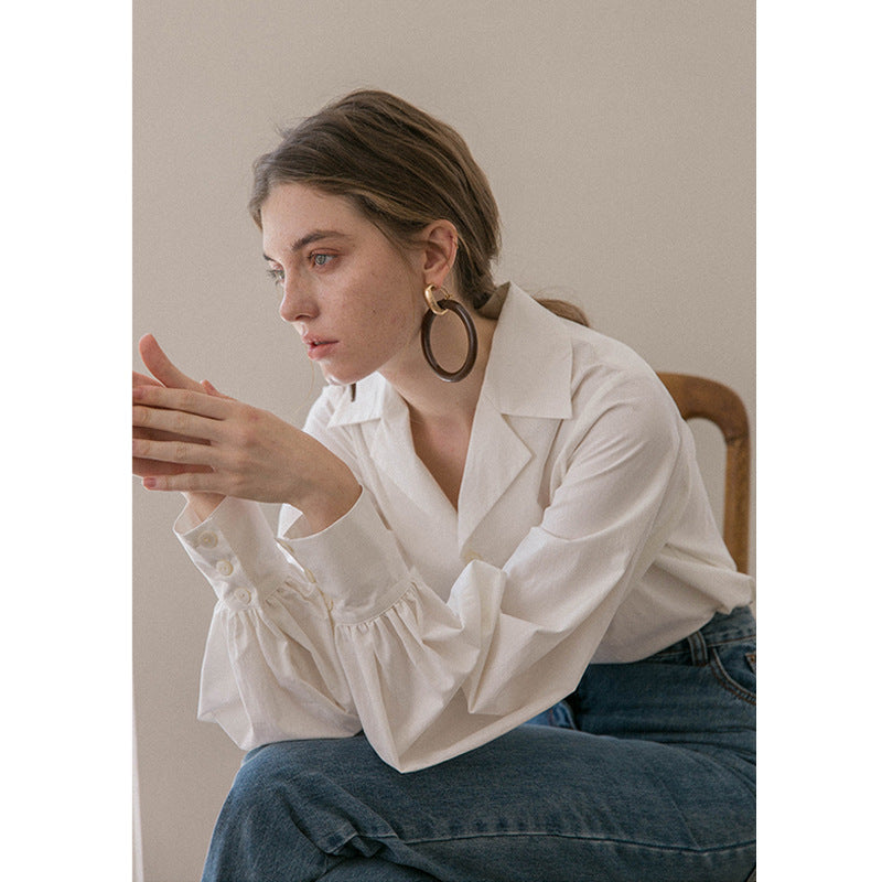 WHITE LANTERN SLEEVE SHIRT FOR FORMAL EVENTS