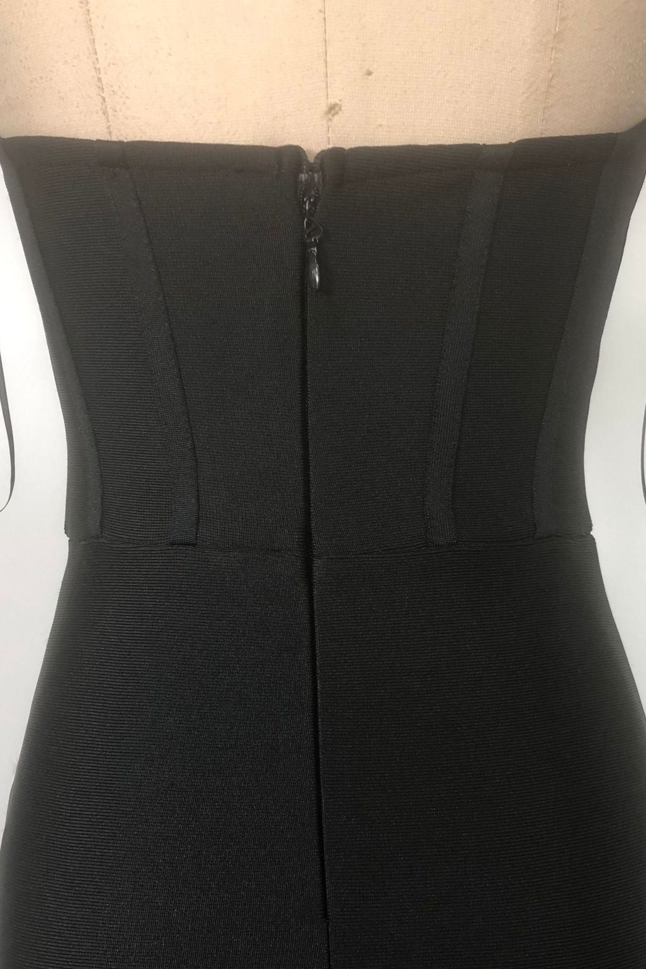 KRISTIN BLACK STRAPLESS MESH BANDAGE MAXI DRESS