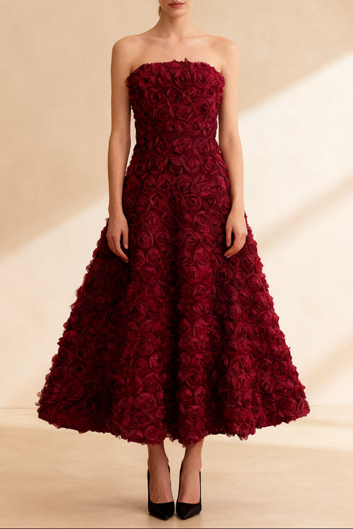 O1CN01MLGo6y1OeOIQ7lrZK__2205289861730-0-cib MONA 3D ROSE MESH STRAPLESS MAXI DRESS WINE RED