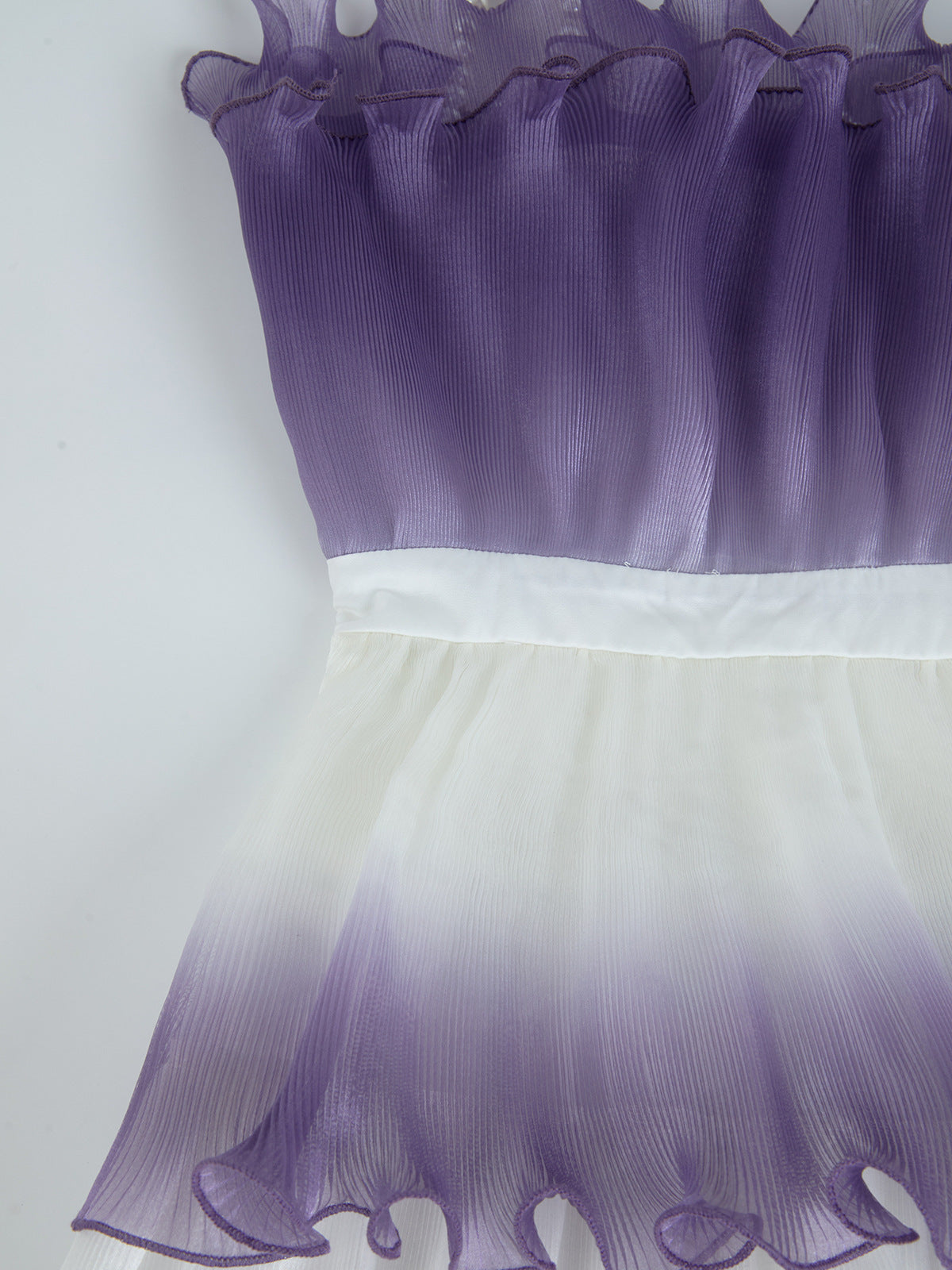 PURPLE GRADIENT RUFFLE LAYERED MINI DRESS