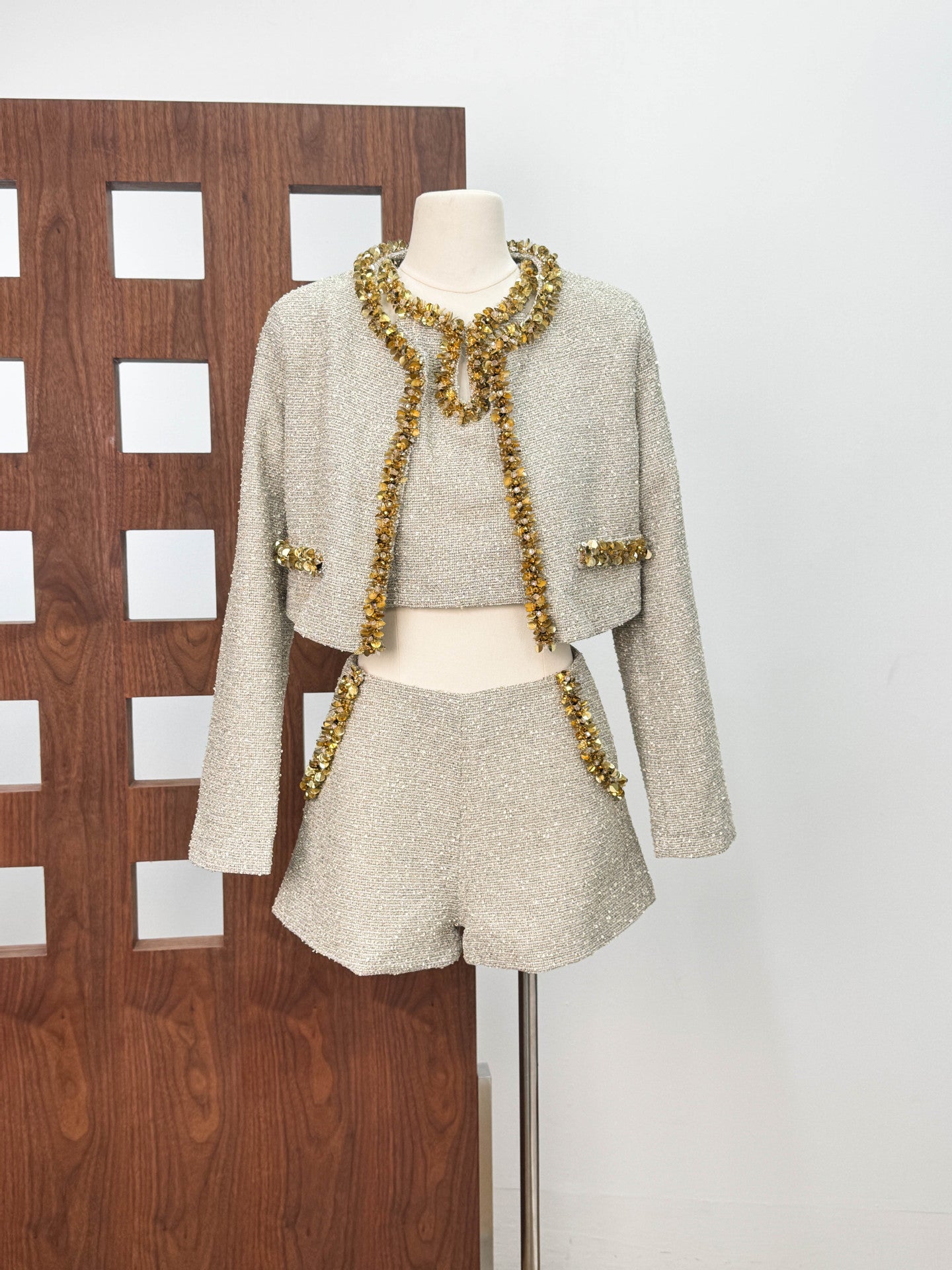 EVANGELINE SEQUIN JACKET APRICOT PARTY BLAZER
