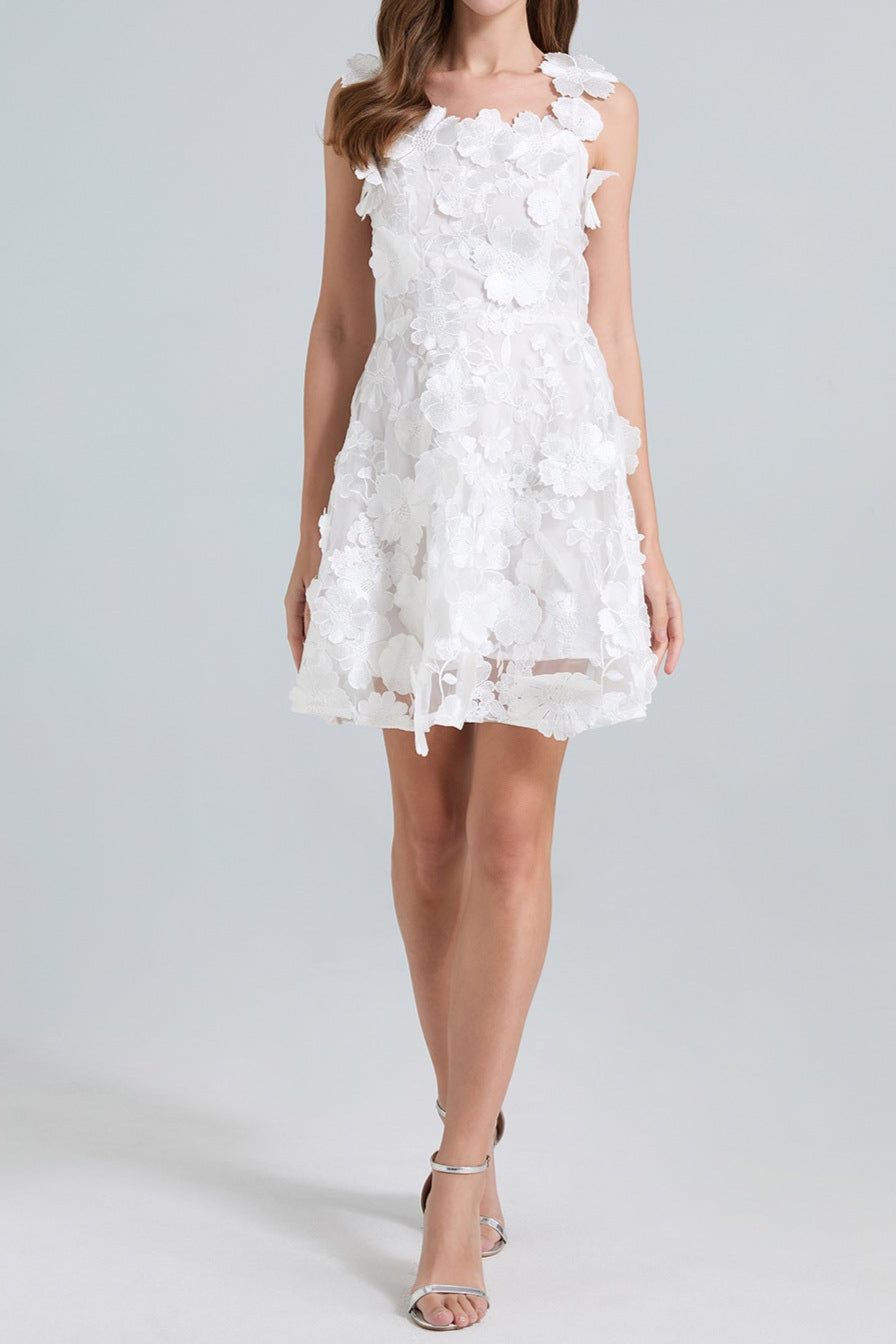O1CN01MbLPsr1rKLkKcpADi__2206680355612-0-cib WHITE 3D FLORAL LACE MINI DRESS FOR WEDDING GUEST