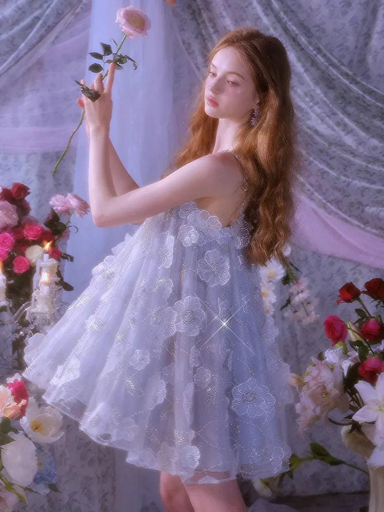 TUTU LIGHT BLUE SLEEVELESS FLOWER DOLL DRESS