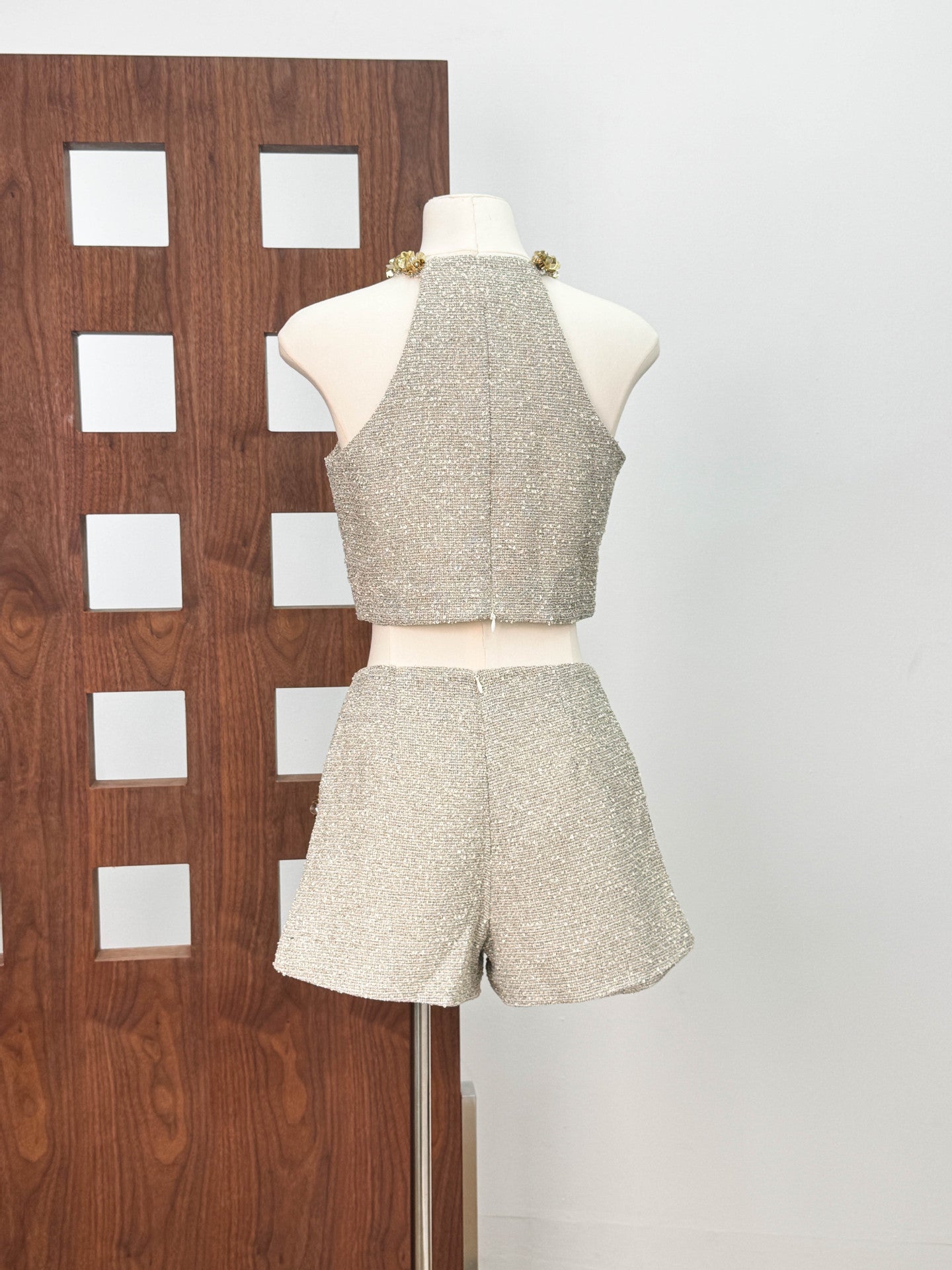EVANGELINE SEQUIN APRICOT TOP FOR PARTY NIGHTS