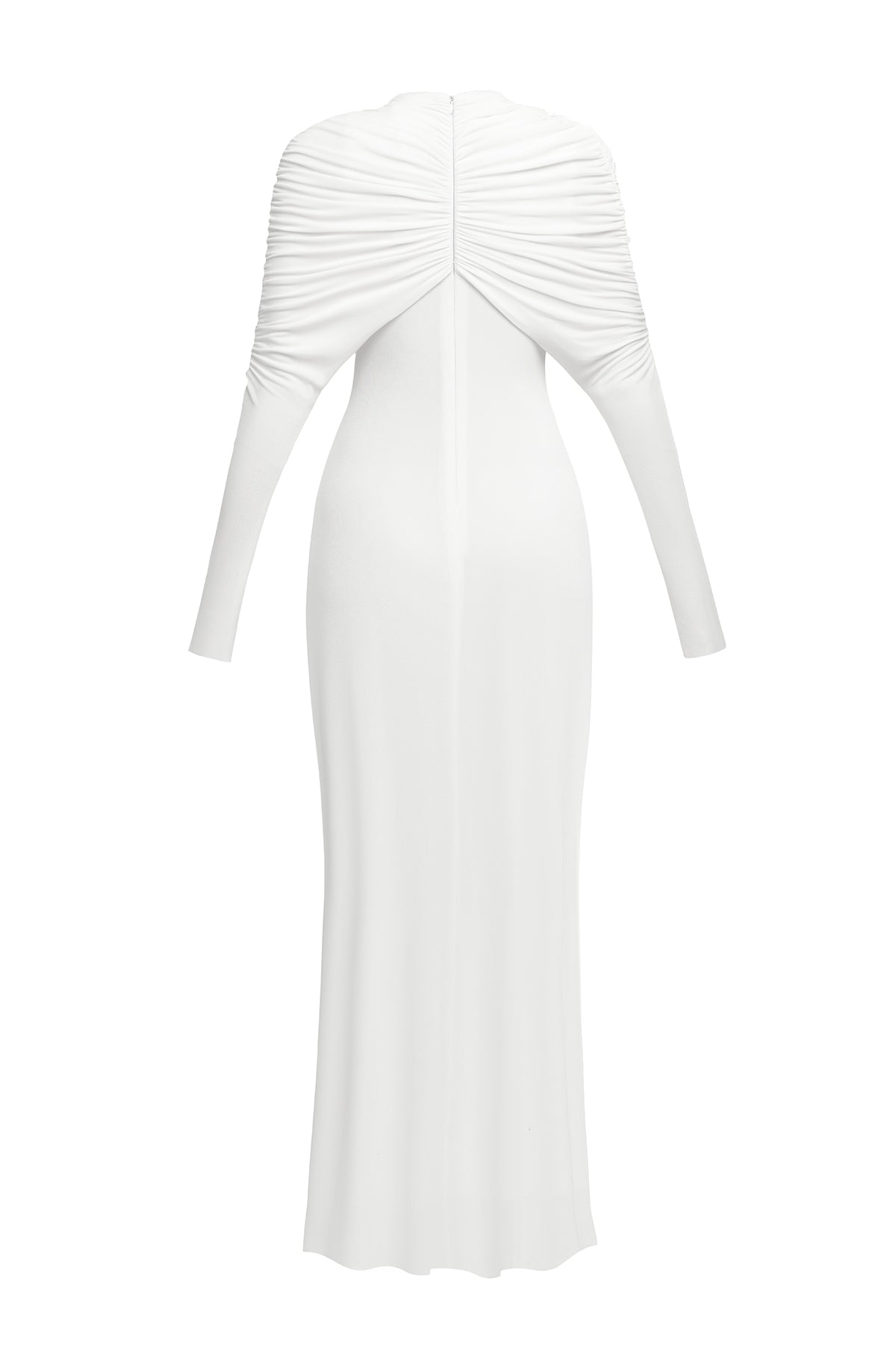 BONNIE LONG SLEEVE KNOT BODYCON MAXI DRESS WHITE