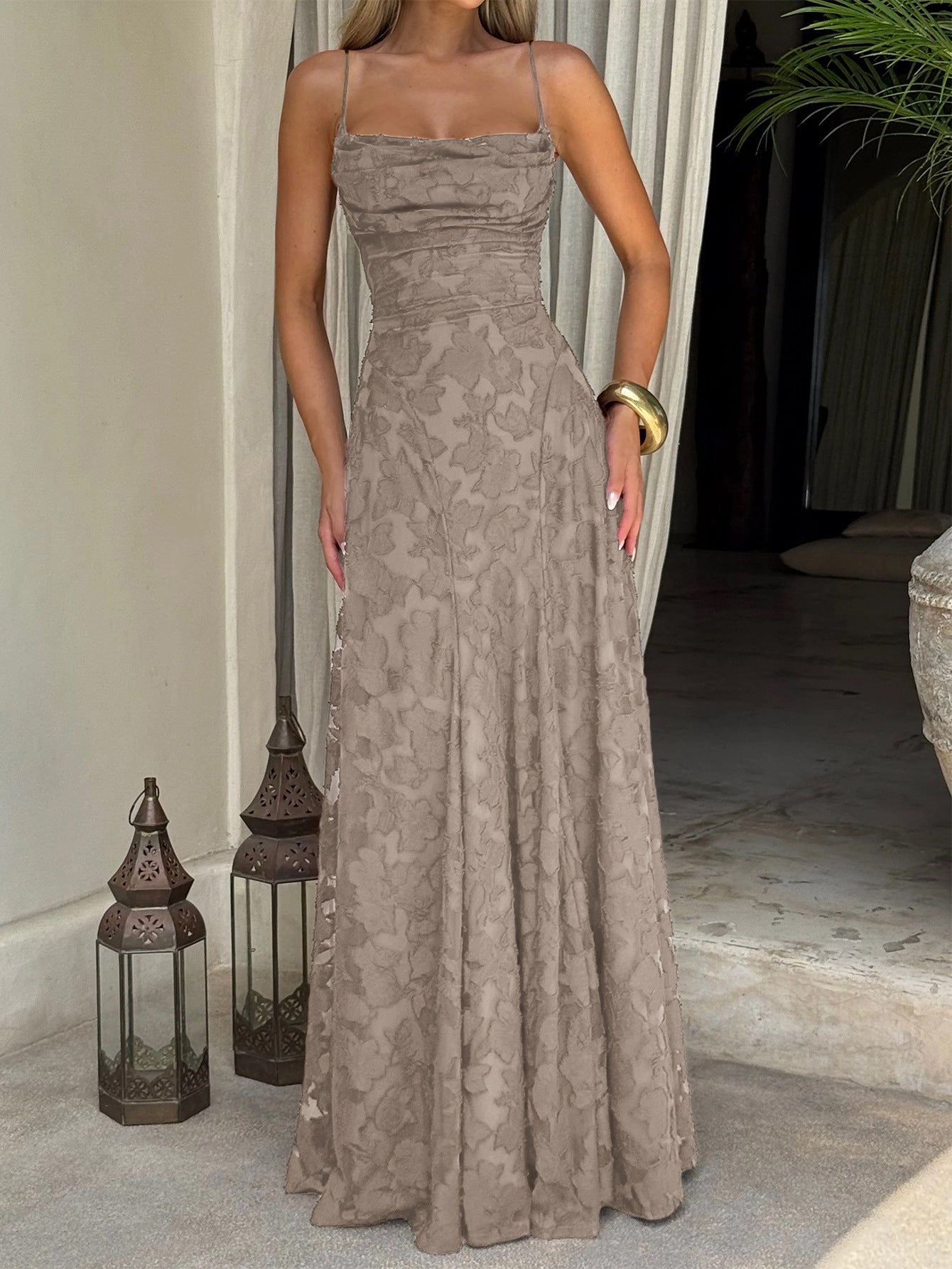 KHAKI FRANCIS MAXI DRESS CASUAL OCCASION