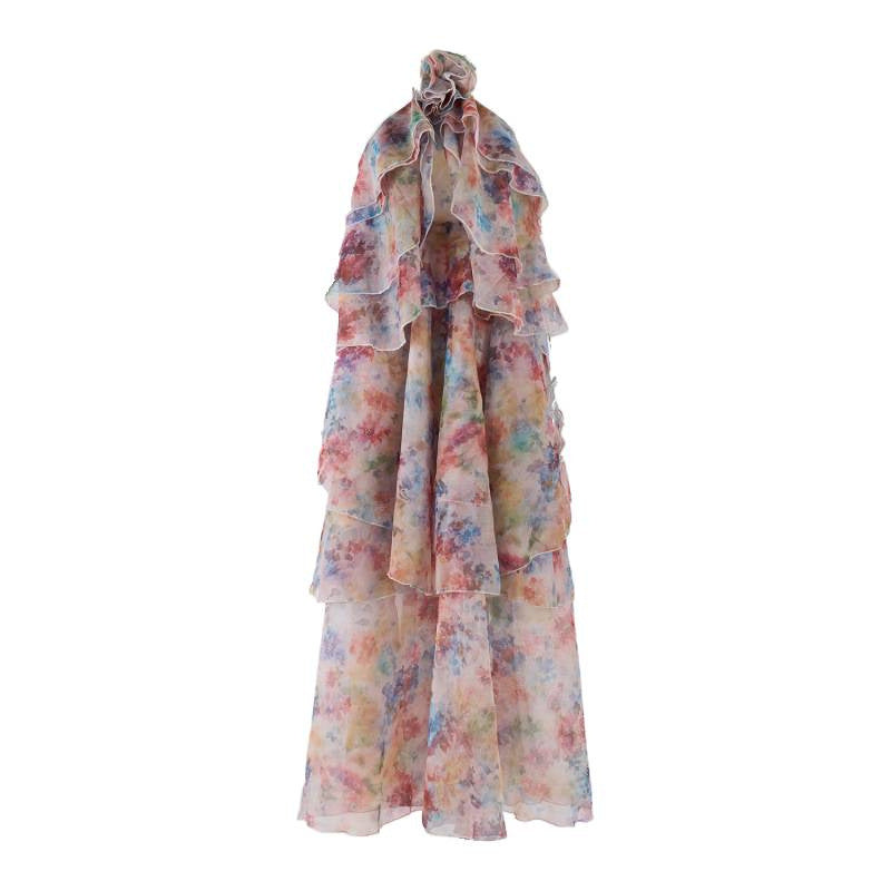 SUSIE MULTICOLOR FLORAL HALTER MIDI DRESS