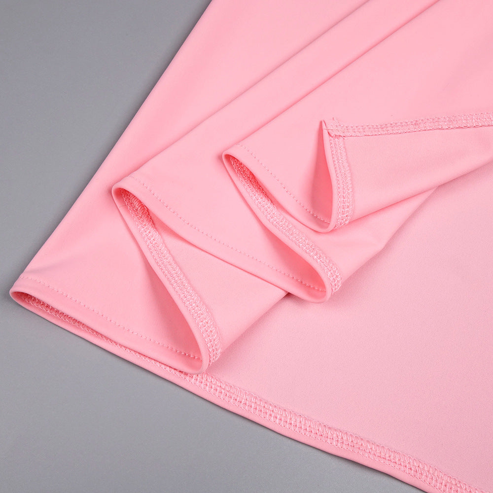 BESS ONE-SHOULDER SLANT MAXI DRESS PINK