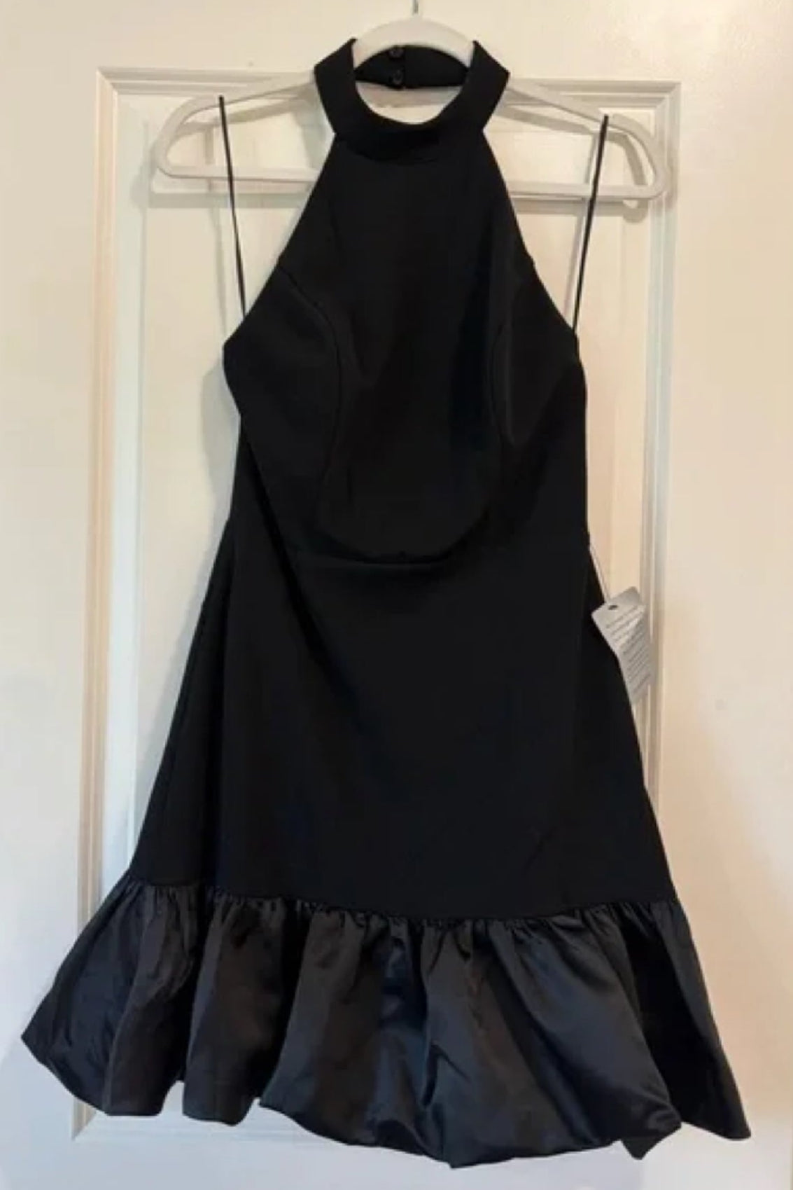BUBBLE HEM HALTER MINI DRESS, BLACK, COCKTAIL PARTY