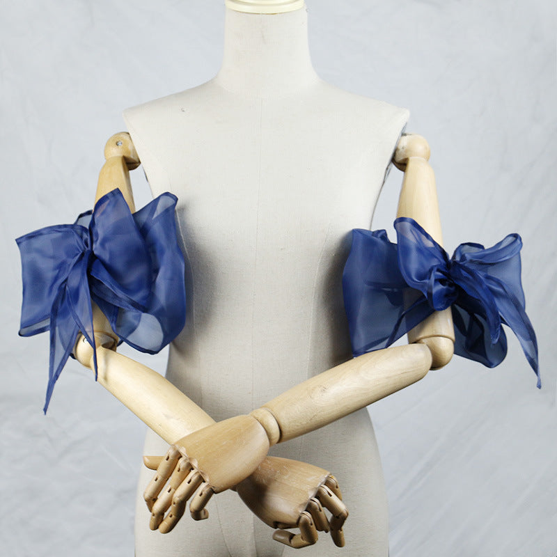 ORGANZA BOW CUFFS, DETACHABLE SHORT SLEEVE, FORMAL