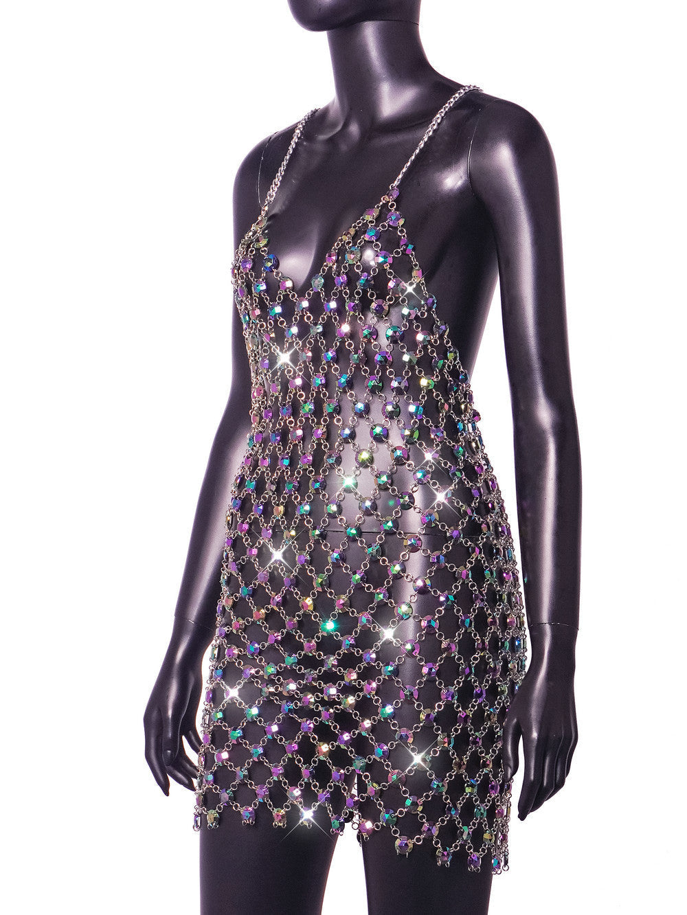 RHINESTONE HOLLOW BODYCON DRESS FOR EVENING