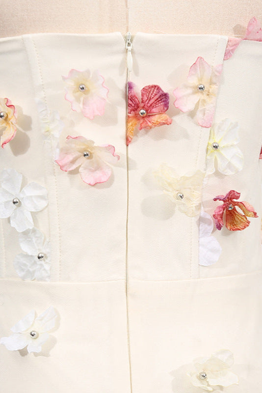OFF-SHOULDER EMBROIDERED MAXI DRESS APRICOT