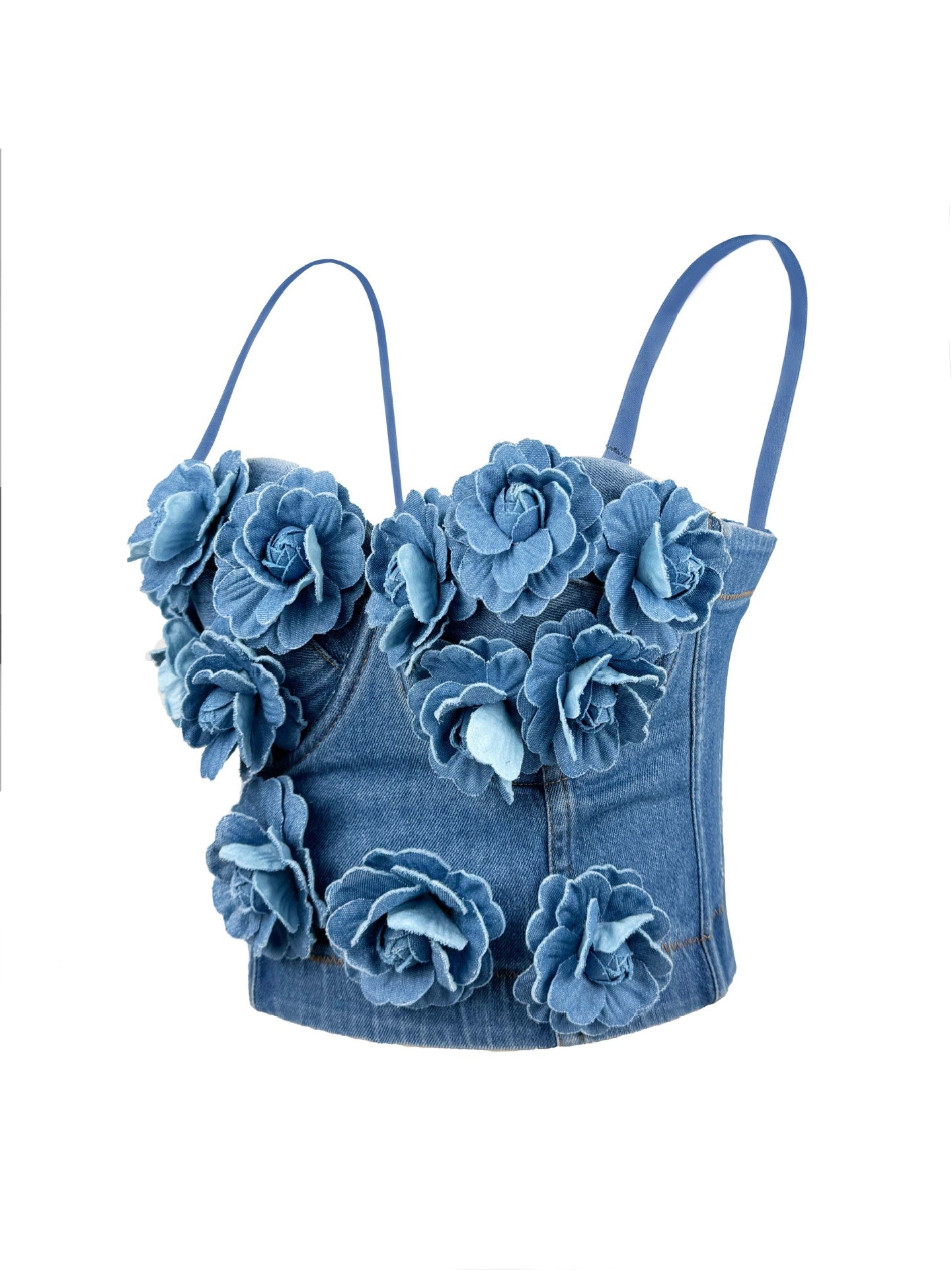 DENIM ROSES TOP FOR PARTY NIGHT