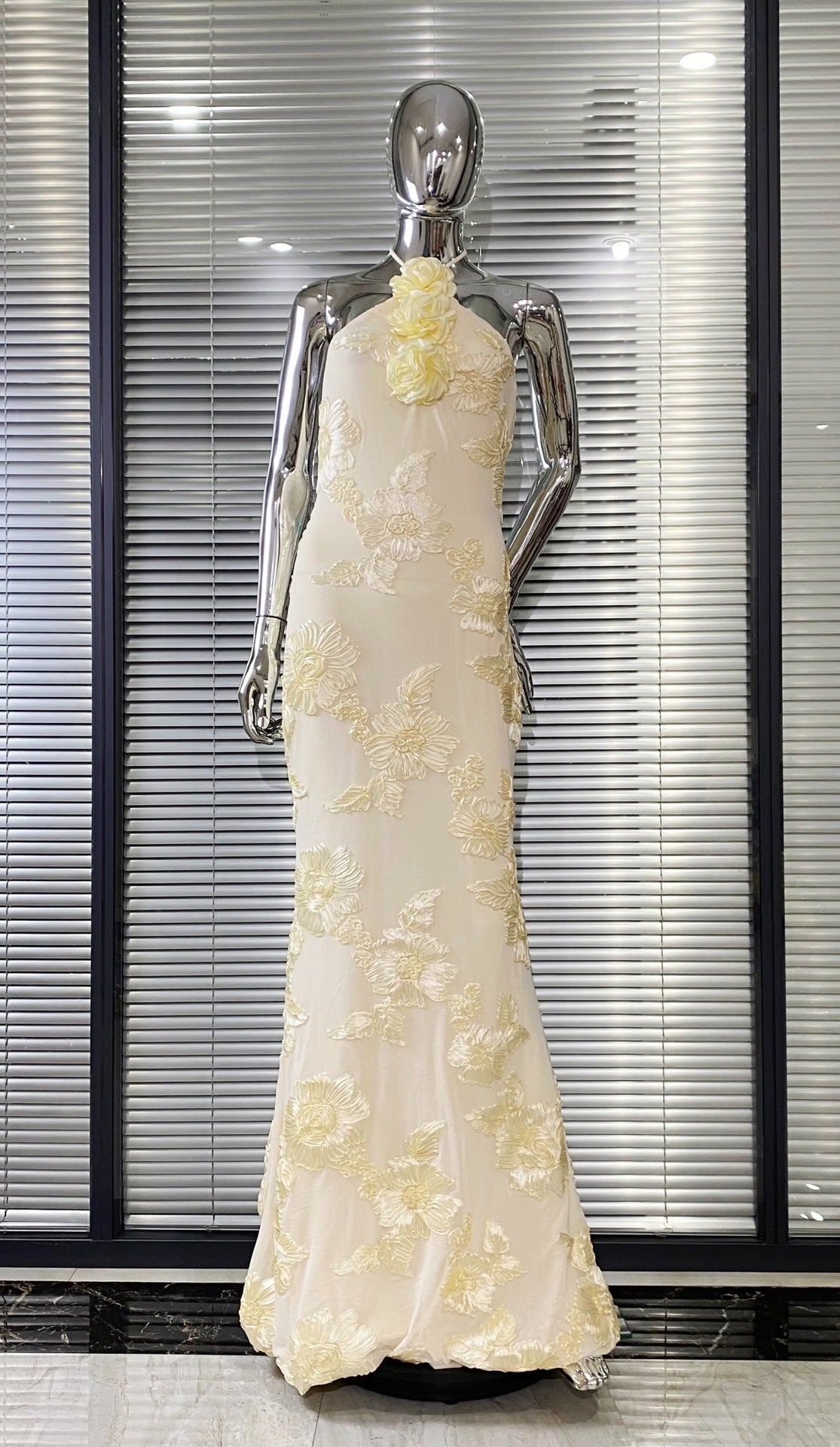 NEFERTITI PALE YELLOW BACKLESS TULLE PARTY MINI DRESS