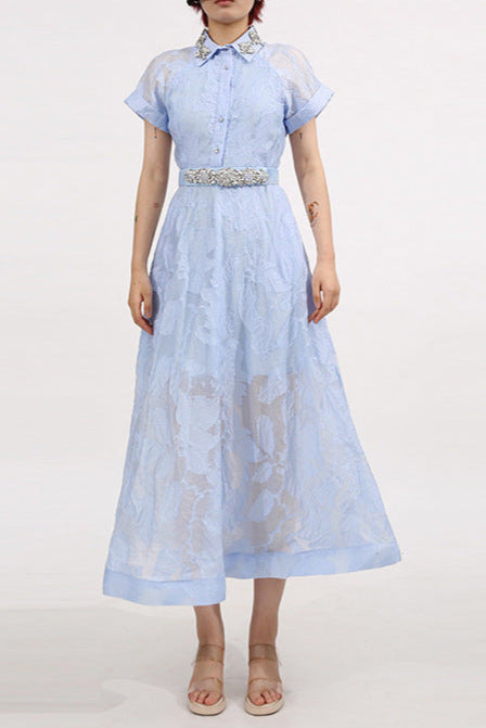 DAISY CRYSTAL MIDI DRESS FOR EVENING BLUE