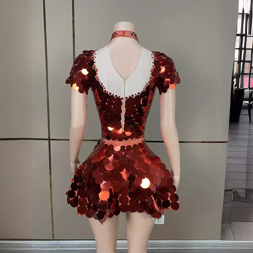 HELENE BURGUNDY SEQUIN DIAMANTE PARTY SET