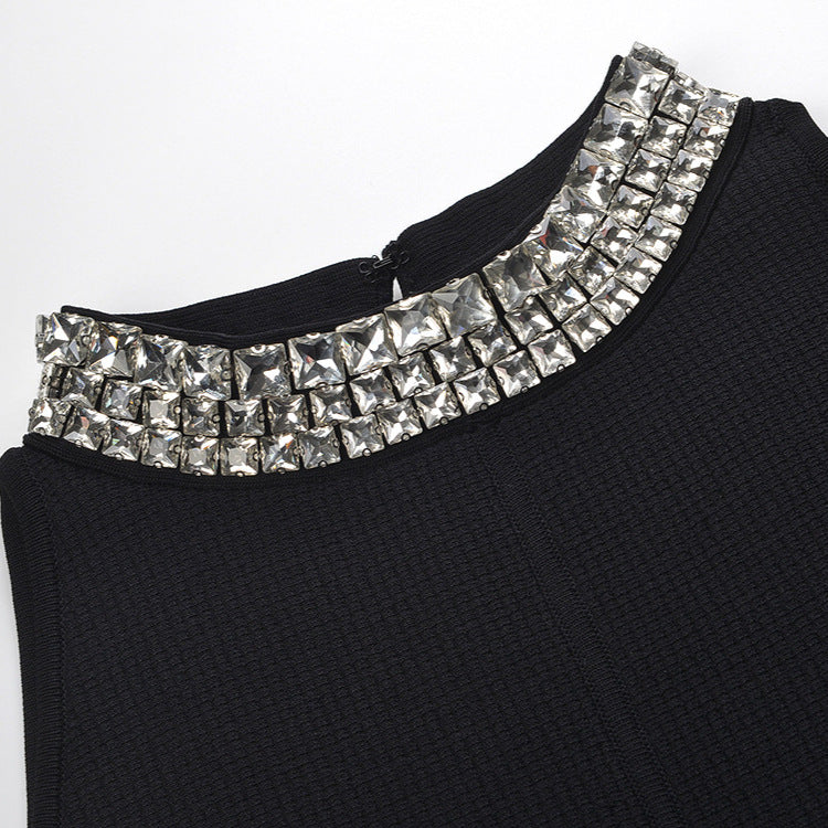 VIRGINIA PEARL COLLAR MINI DRESS BLACK