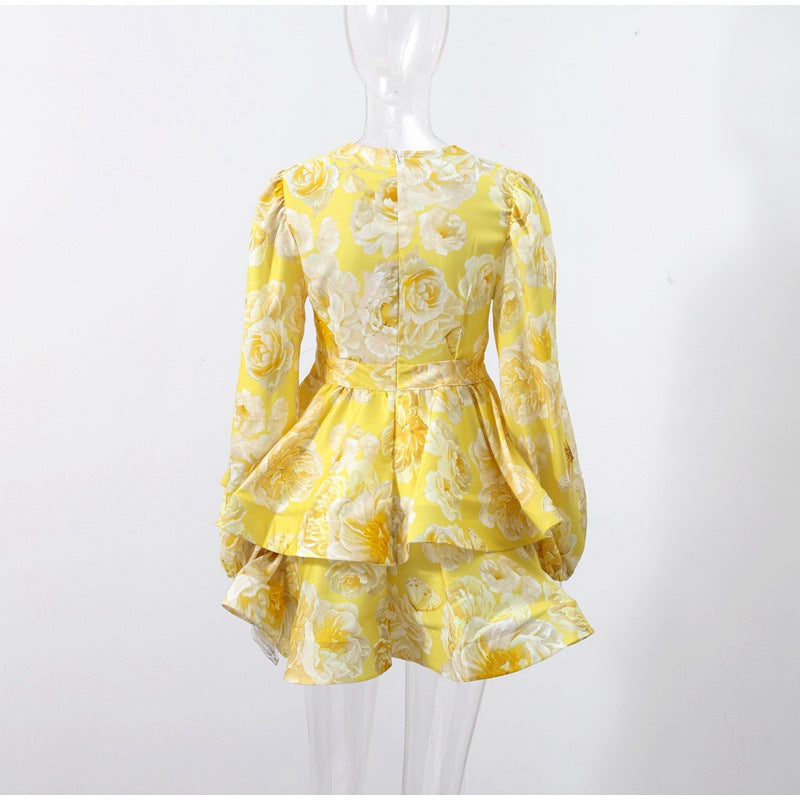 RICARDO FLORAL PRINT MINI DRESS FOR PARTY