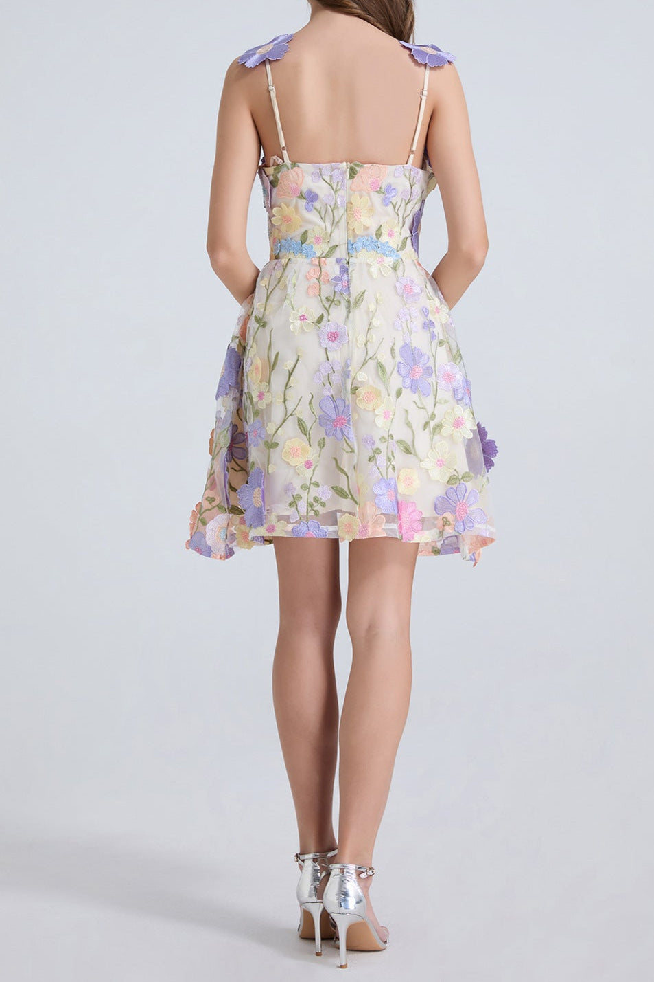 3D FLORAL LACE MINI DRESS FOR PARTY